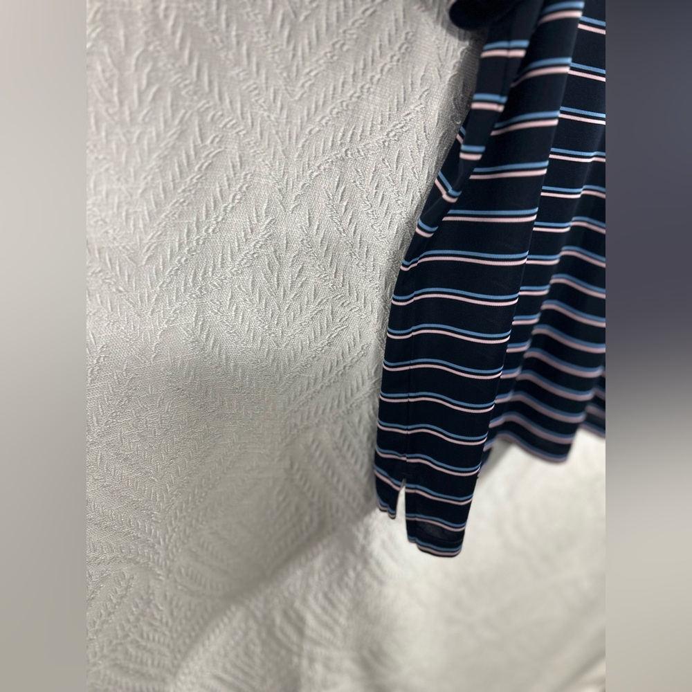 St. John's Bay Men’s Performance Polo Navy Pink Striped Quick-Dri - Picture 6 of 6